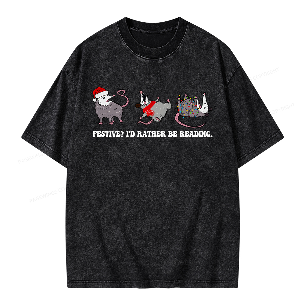 Pagewings I'd Rather Be Reading Unisex Washed T-shirt
