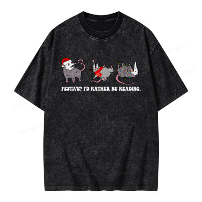 Pagewings I'd Rather Be Reading Unisex Washed T-shirt