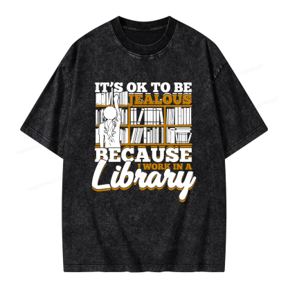 Pagewings Because I Work In A Library Unisex Washed T-shirt