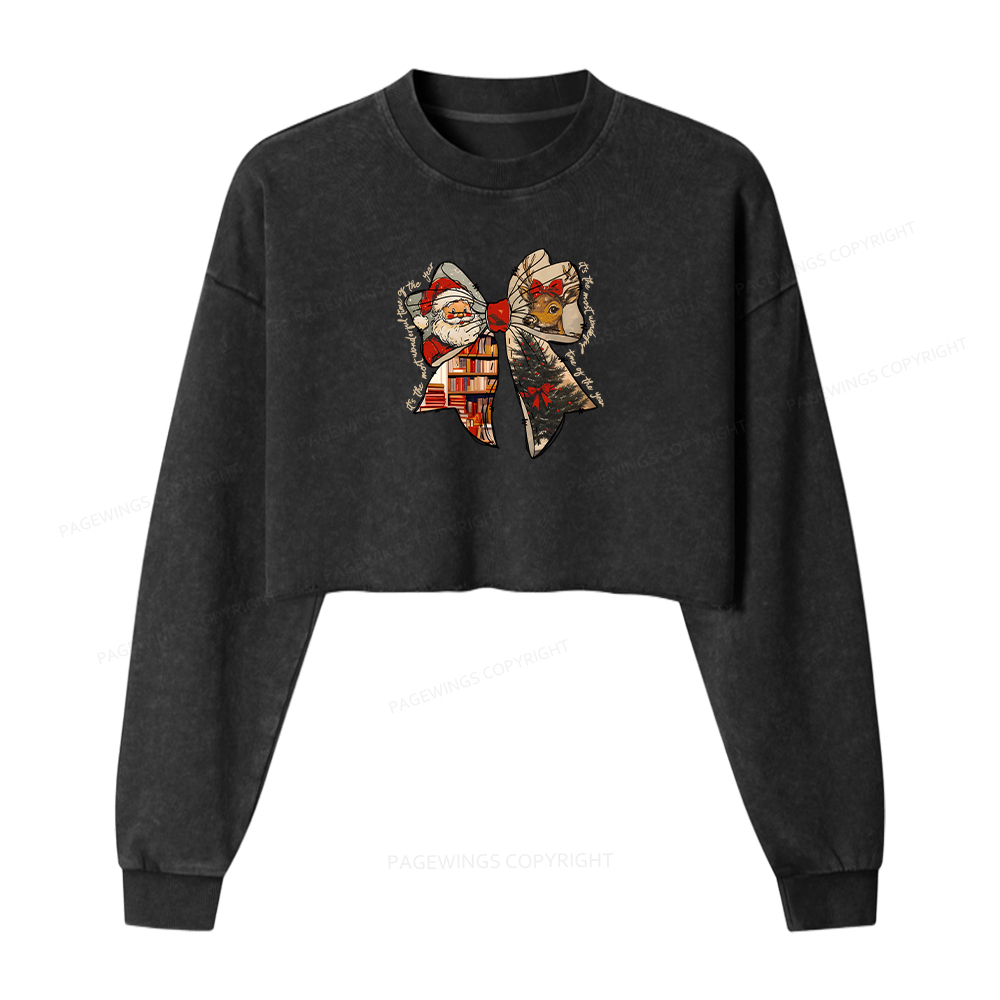 Pagewings It's The Most Wonderful Time Of The Year Women Washed Crop Sweatshirt