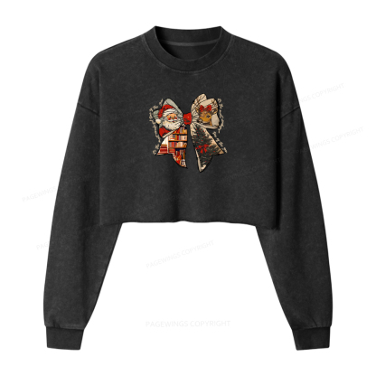 Pagewings It's The Most Wonderful Time Of The Year Women Washed Crop Sweatshirt