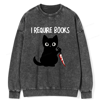 Pagewings I Require Books Unisex Washed Sweatshirt