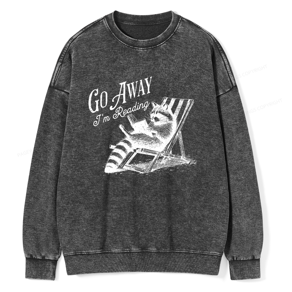 Pagewings Funny Raccoon Book Lover Tshirt Unisex Washed Sweatshirt