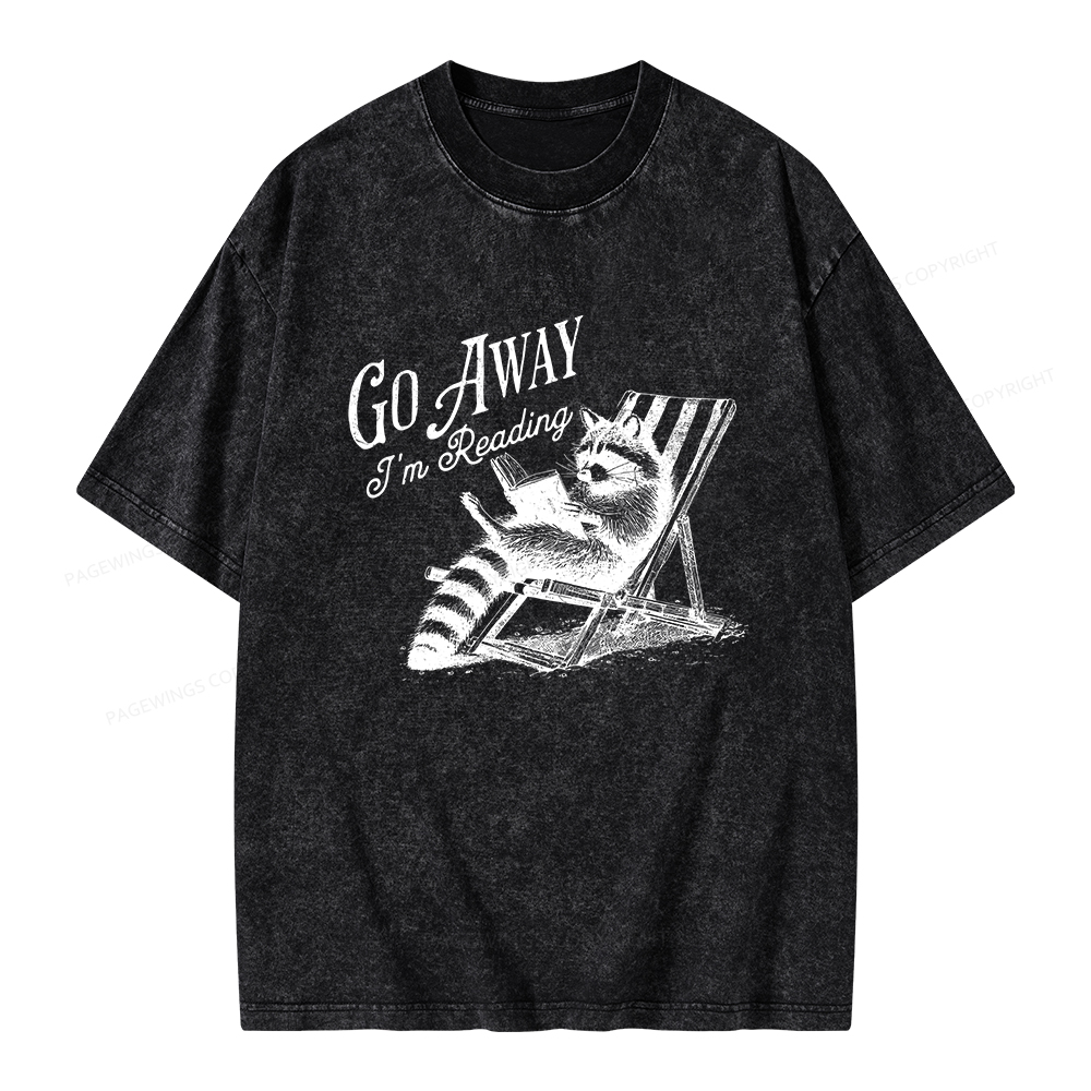 Pagewings Funny Raccoon Book Lover Tshirt Unisex Washed T-shirt