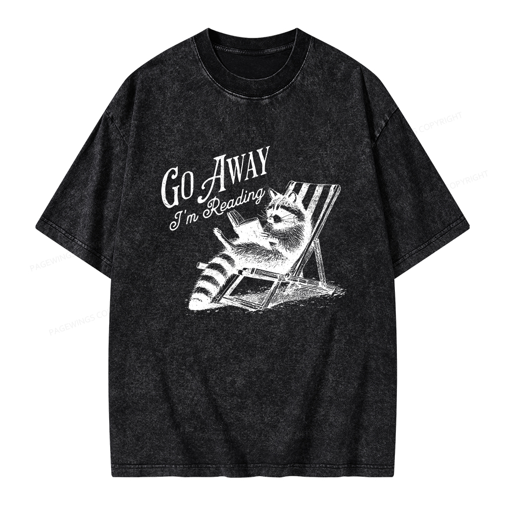 Pagewings Funny Raccoon Book Lover Tshirt Unisex Washed T-shirt