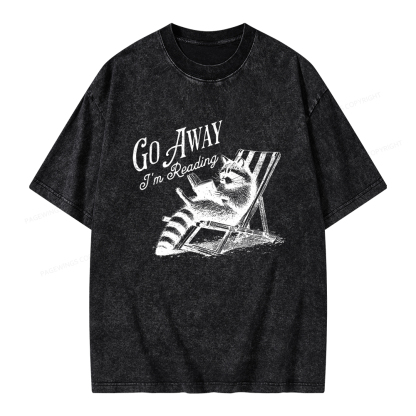 Pagewings Funny Raccoon Book Lover Tshirt Unisex Washed T-shirt
