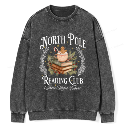 Pagewings  North Pole Book Club Unisex Washed Sweatshirt