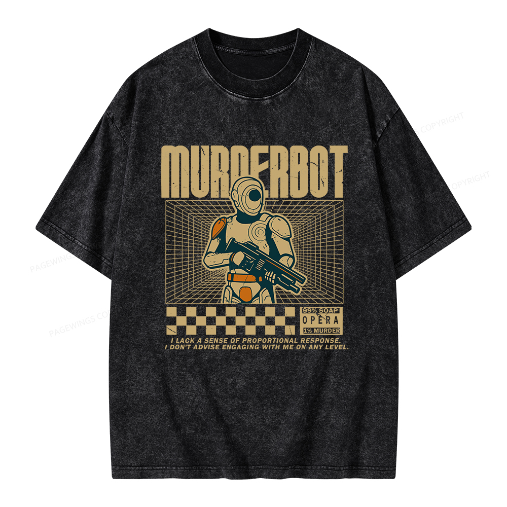 Pagewings Murderbot Unisex Washed T-shirt