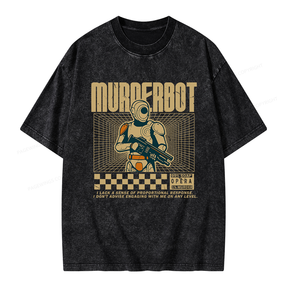 Pagewings Murderbot Unisex Washed T-shirt