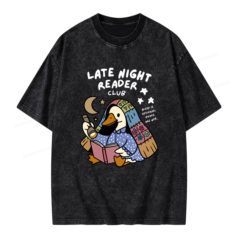 Pagewings Late Night Reader Club Unisex Washed T-shirt
