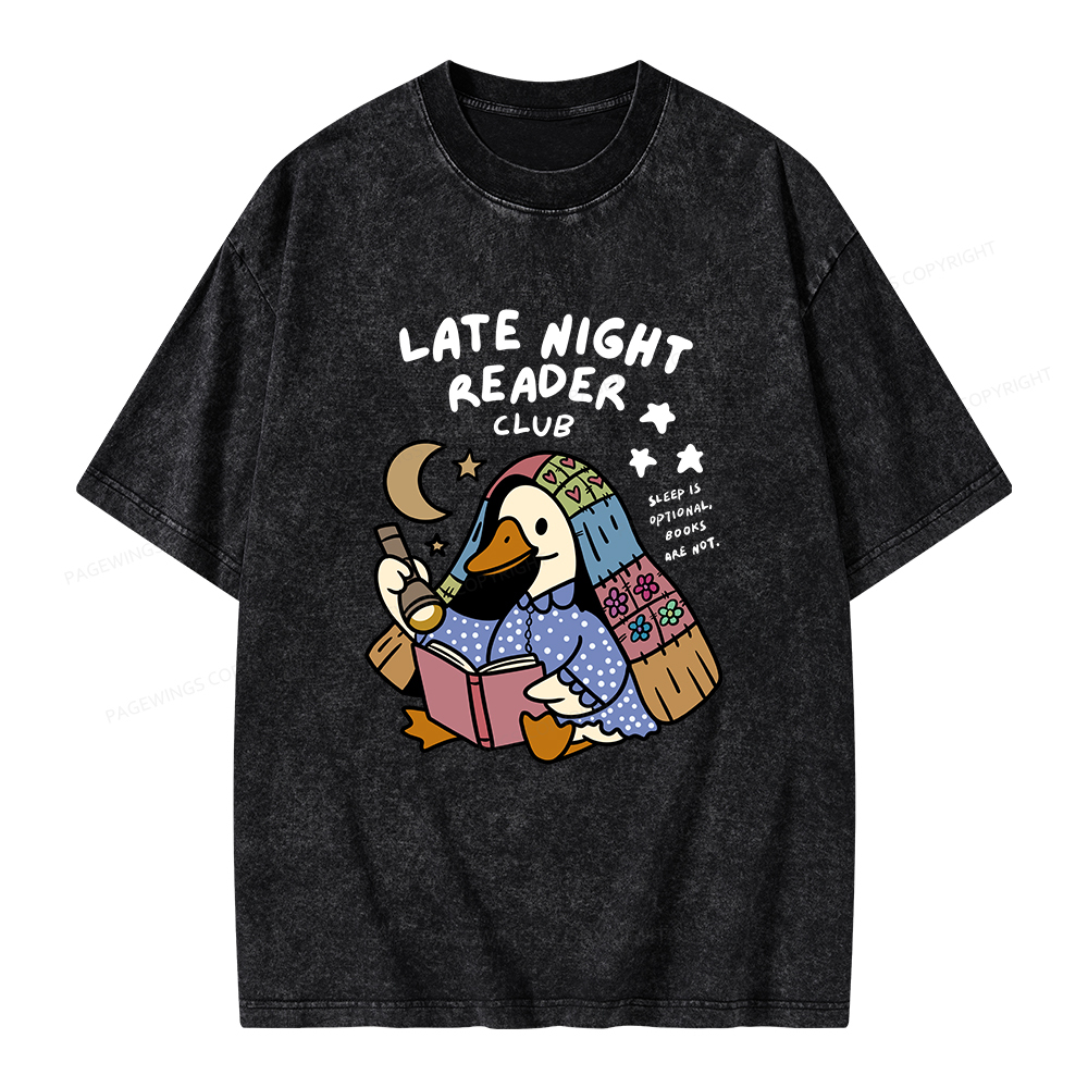 Pagewings Late Night Reader Club Unisex Washed T-shirt