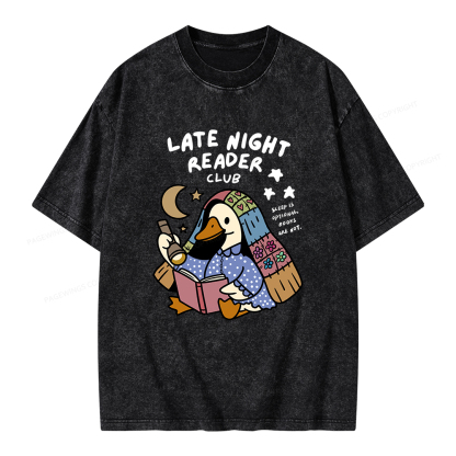 Pagewings Late Night Reader Club Unisex Washed T-shirt