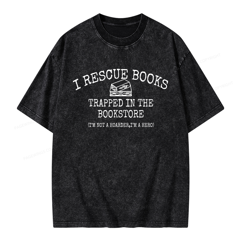 Pagewings Rescue Books Trapped In The Bookstore Unisex Washed T-shirt