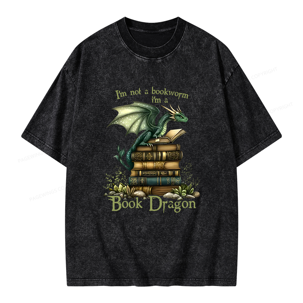 Pagewings Book Dragon Unisex Washed T-shirt