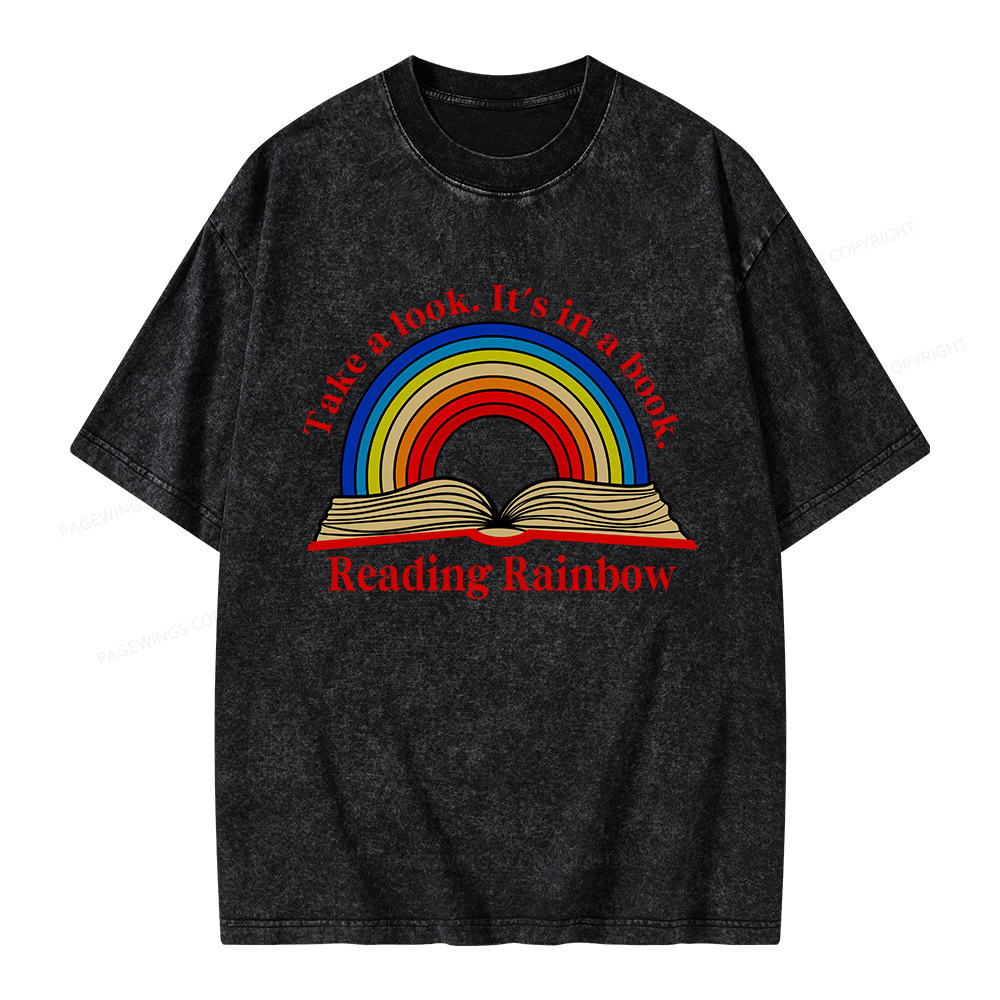 Pagewings Reading Rainbow Unisex Washed T-shirt