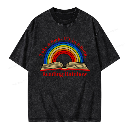 Pagewings Reading Rainbow Unisex Washed T-shirt