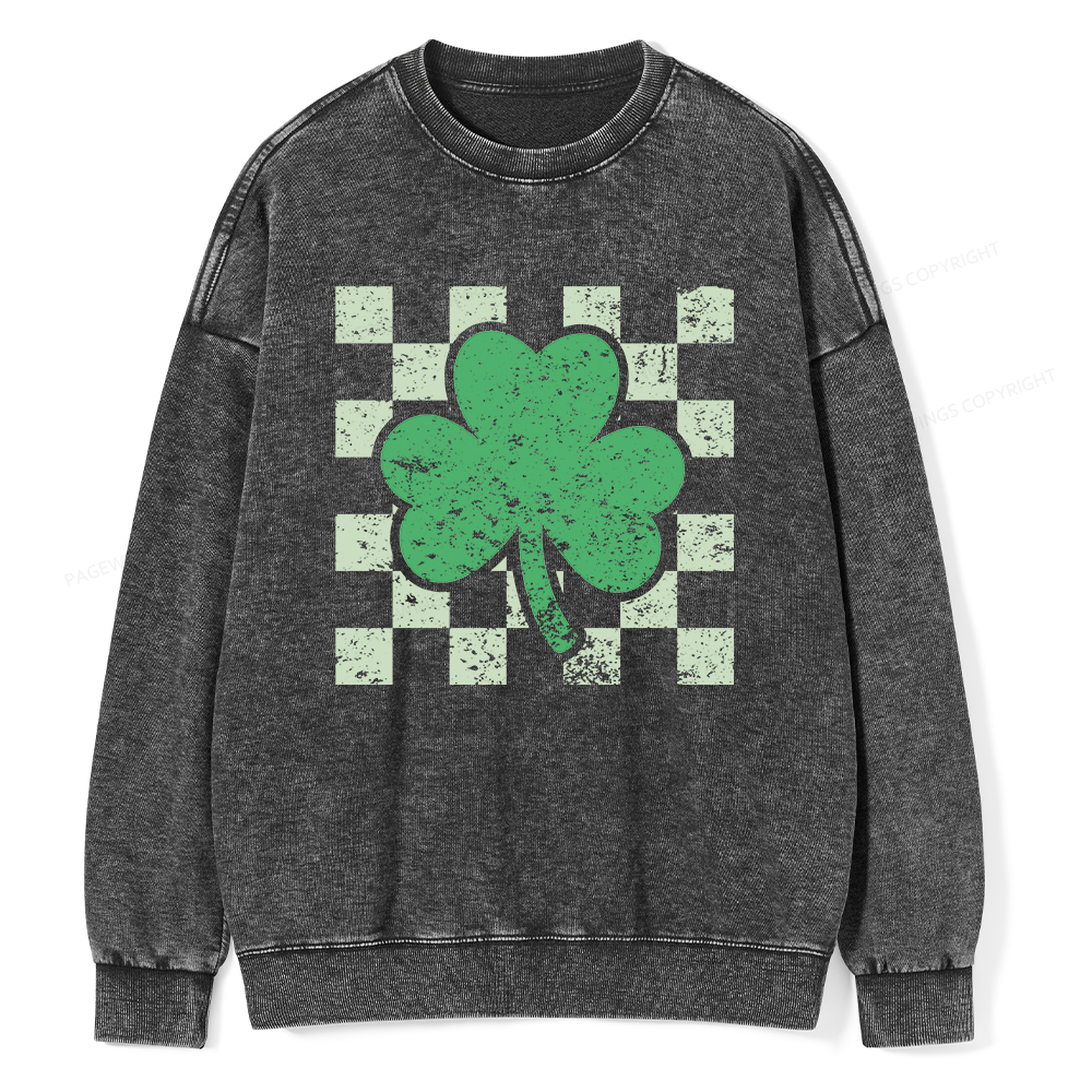 Pagewings St Patrick's Shirt, Shamrock Shirt Unisex Washed Sweatshirt