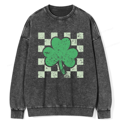 Pagewings St Patrick's Shirt, Shamrock Shirt Unisex Washed Sweatshirt