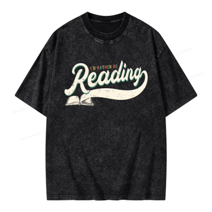Pagewings I’d Rather Be Reading Unisex Washed T-shirt