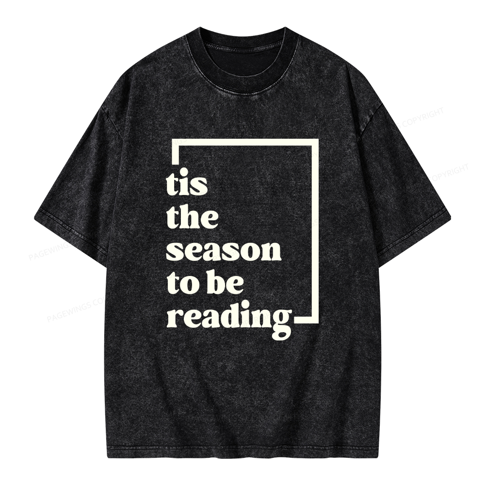 Pagewings Tis the season to be Reading Unisex Washed T-shirt