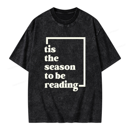 Pagewings Tis the season to be Reading Unisex Washed T-shirt
