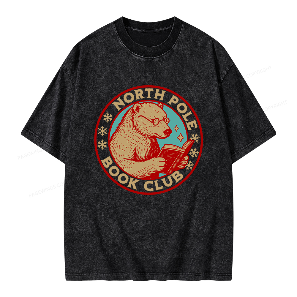 Pagewings North Pole Book Club Unisex Washed T-shirt