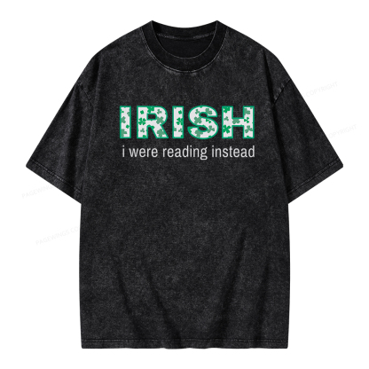 Pagewings St Patrick's Day Reading Teacher t Shirt Unisex Washed T-shirt