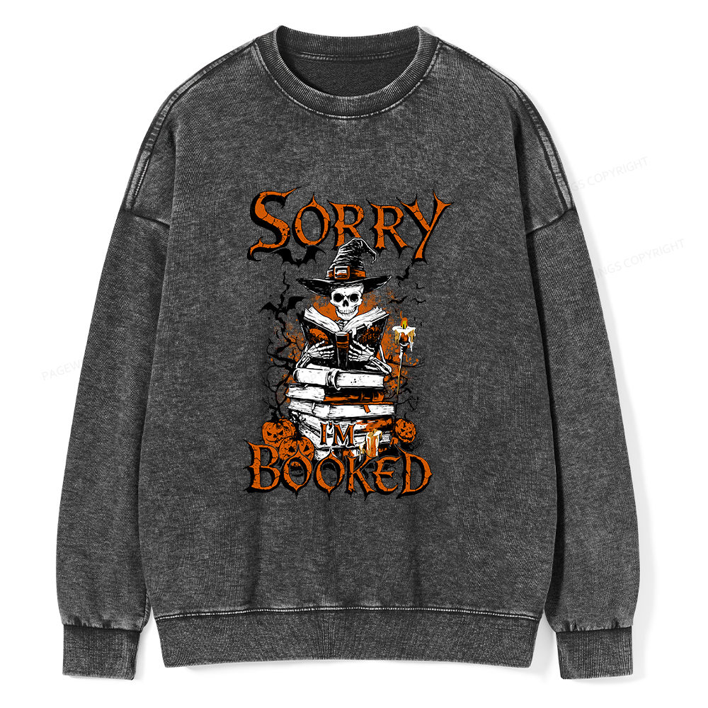 Pagewings Halloween I'm Booked Unisex Washed Sweatshirt