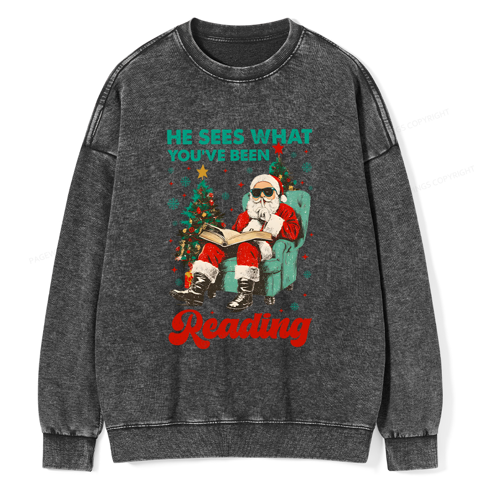 Pagewings Christmas Reading Unisex Washed Sweatshirt