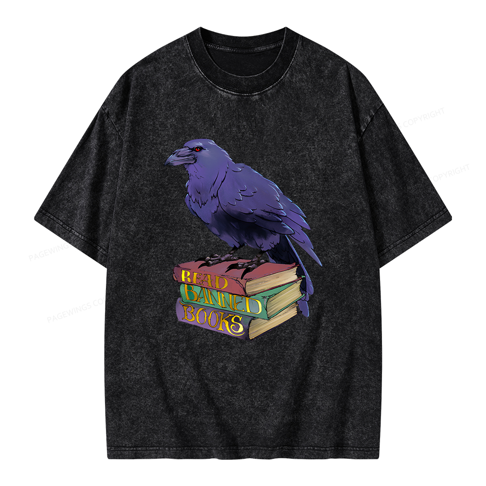 Pagewings Read Banned Books Unisex Washed T-shirt