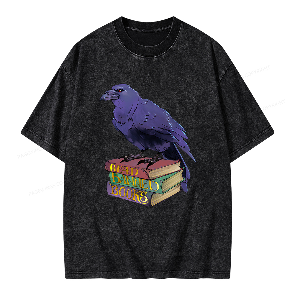 Pagewings Read Banned Books Unisex Washed T-shirt