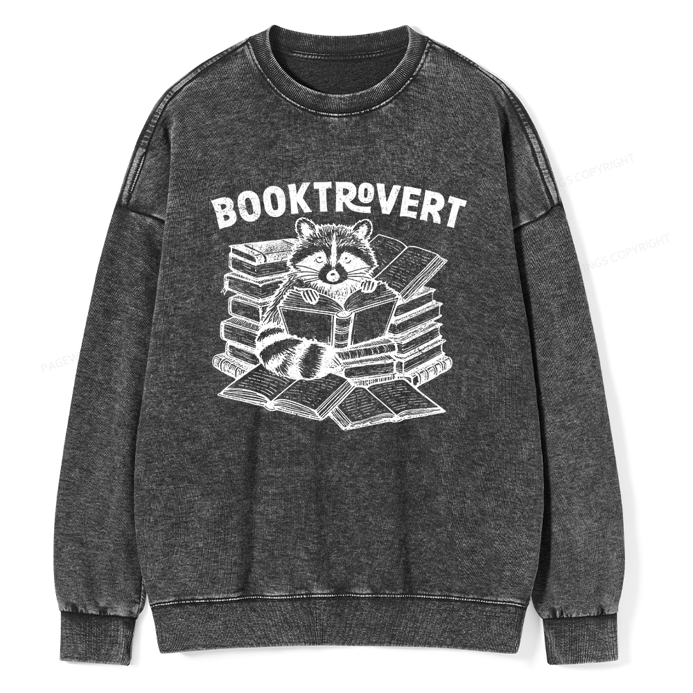 Pagewings  A Raccoon Reading Seriously Unisex Washed Sweatshirt