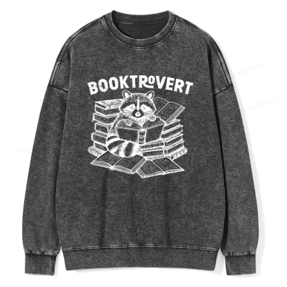Pagewings  A Raccoon Reading Seriously Unisex Washed Sweatshirt