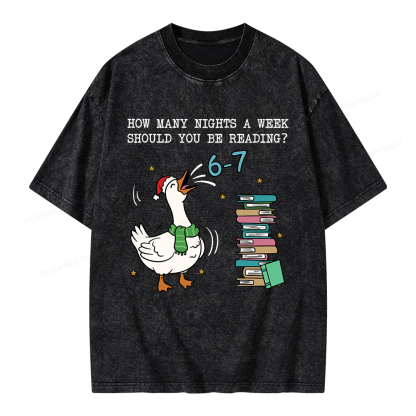 Pagewings How Many Nights A Week Should You Be Reading 6-7 Unisex Washed T-shirt