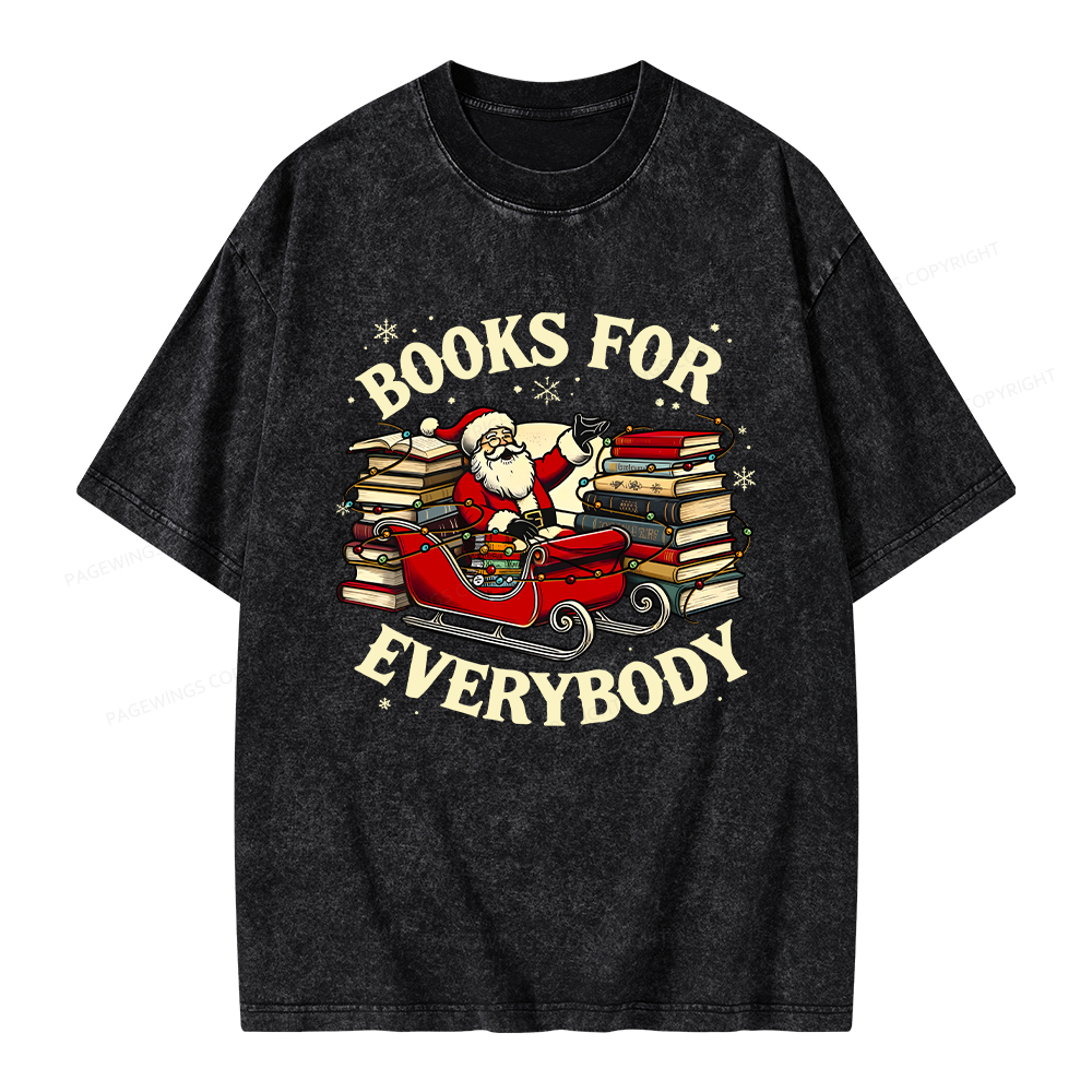 Pagewings Christmas Santa Book Lover Unisex Washed T-shirt