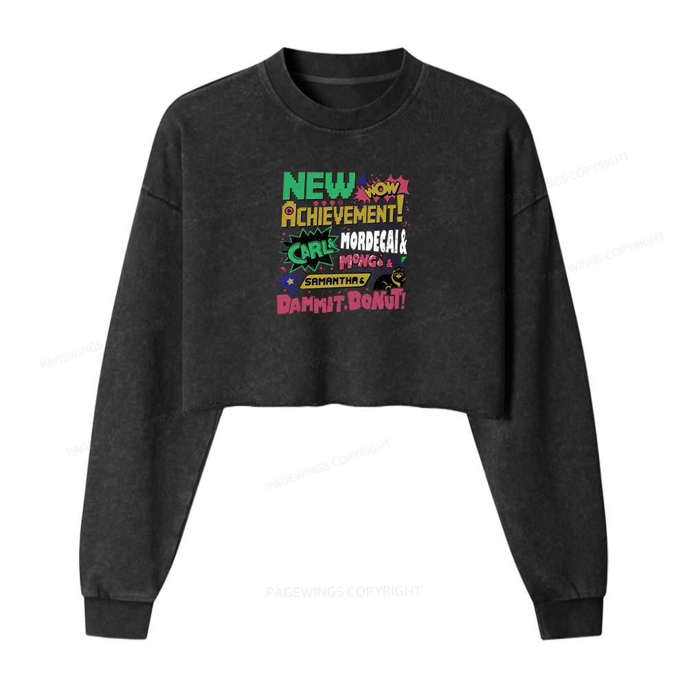 Pagewings New Achievement Women Washed Crop Sweatshirt