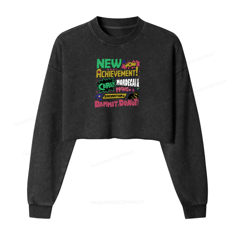 Pagewings New Achievement Women Washed Crop Sweatshirt