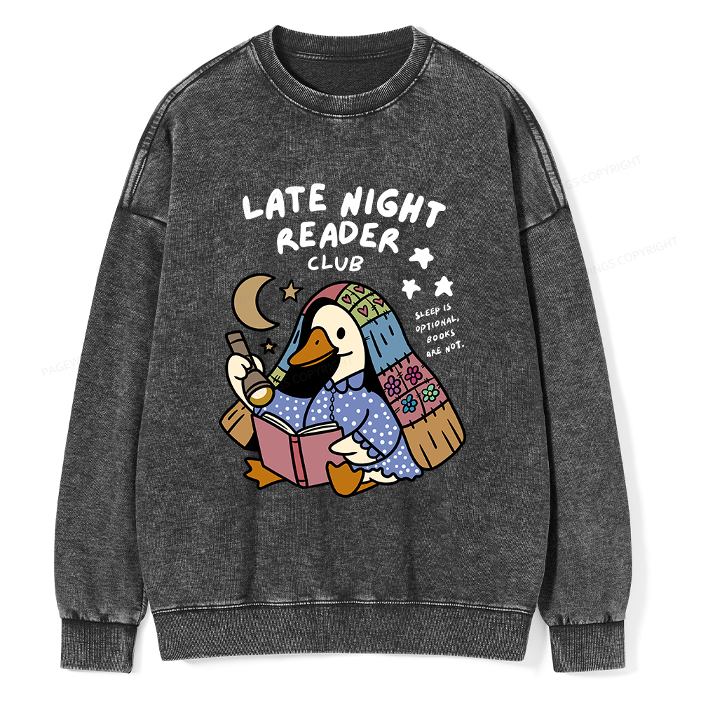 Pagewings Late Night Reader Club Unisex Washed Sweatshirt