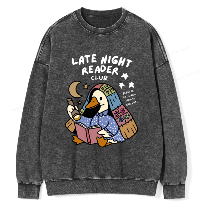 Pagewings Late Night Reader Club Unisex Washed Sweatshirt