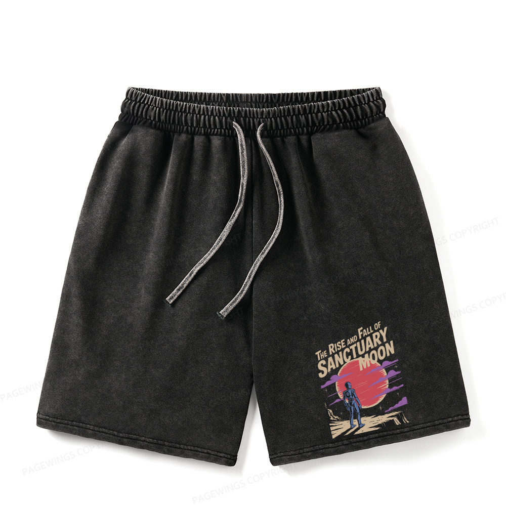 Pagewings The Rise And Fall Of Sanctuary Moon Unisex Washed Shorts