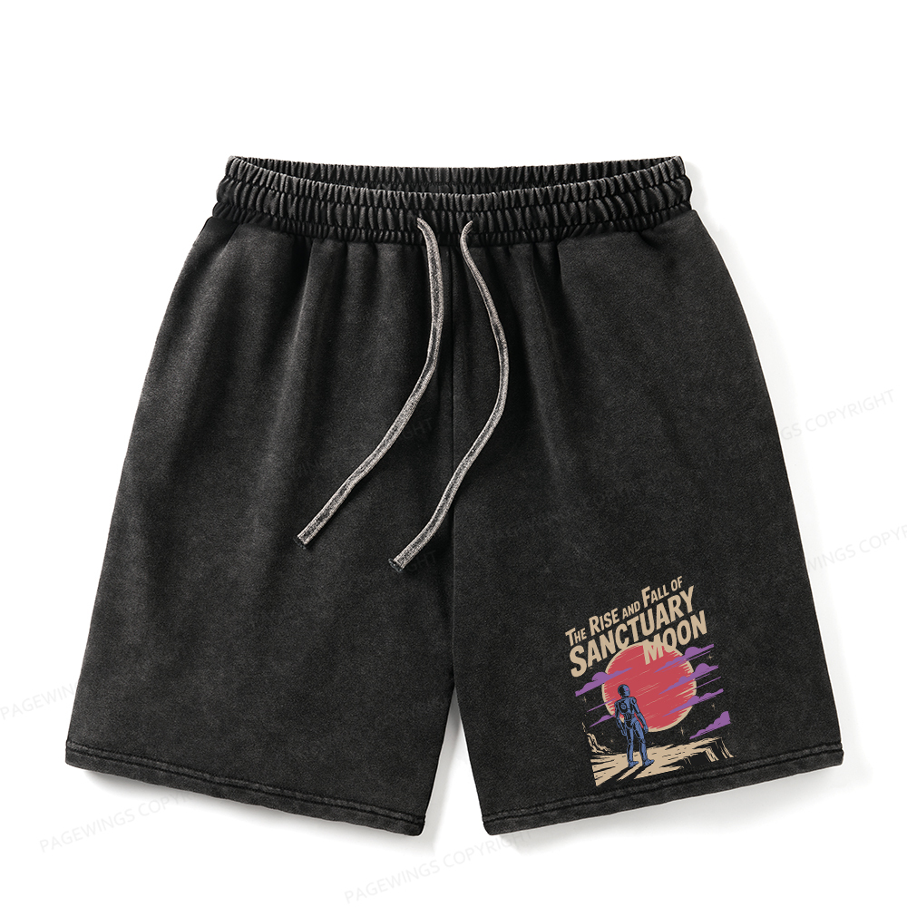 Pagewings The Rise And Fall Of Sanctuary Moon Unisex Washed Shorts