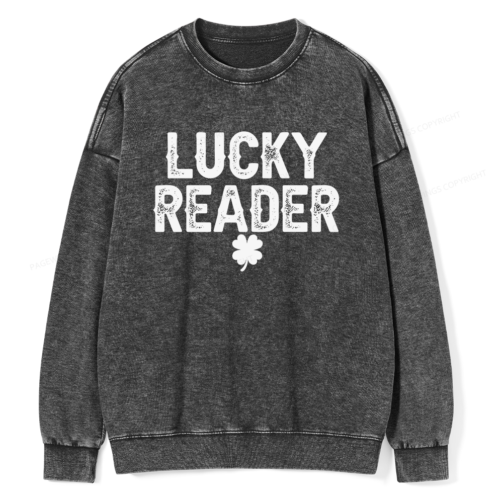 Pagewings Lucky and Lucky Fucker Graphic Tees Unisex Washed Sweatshirt