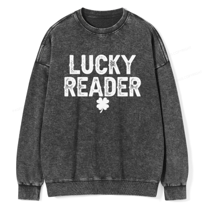 Pagewings Lucky and Lucky Fucker Graphic Tees Unisex Washed Sweatshirt
