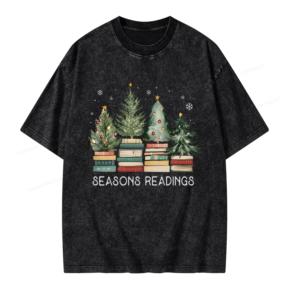 Pagewings Bookish Christmas Unisex Washed T-shirt