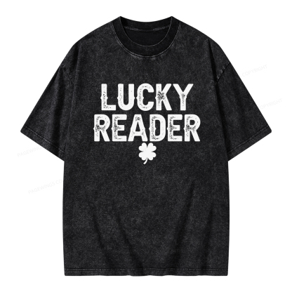 Pagewings Lucky and Lucky Fucker Graphic Tees Unisex Washed T-shirt