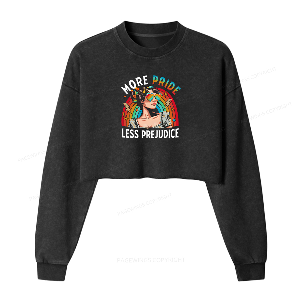 Pagewings More Pride Less Prejudice Women Washed Crop Sweatshirt