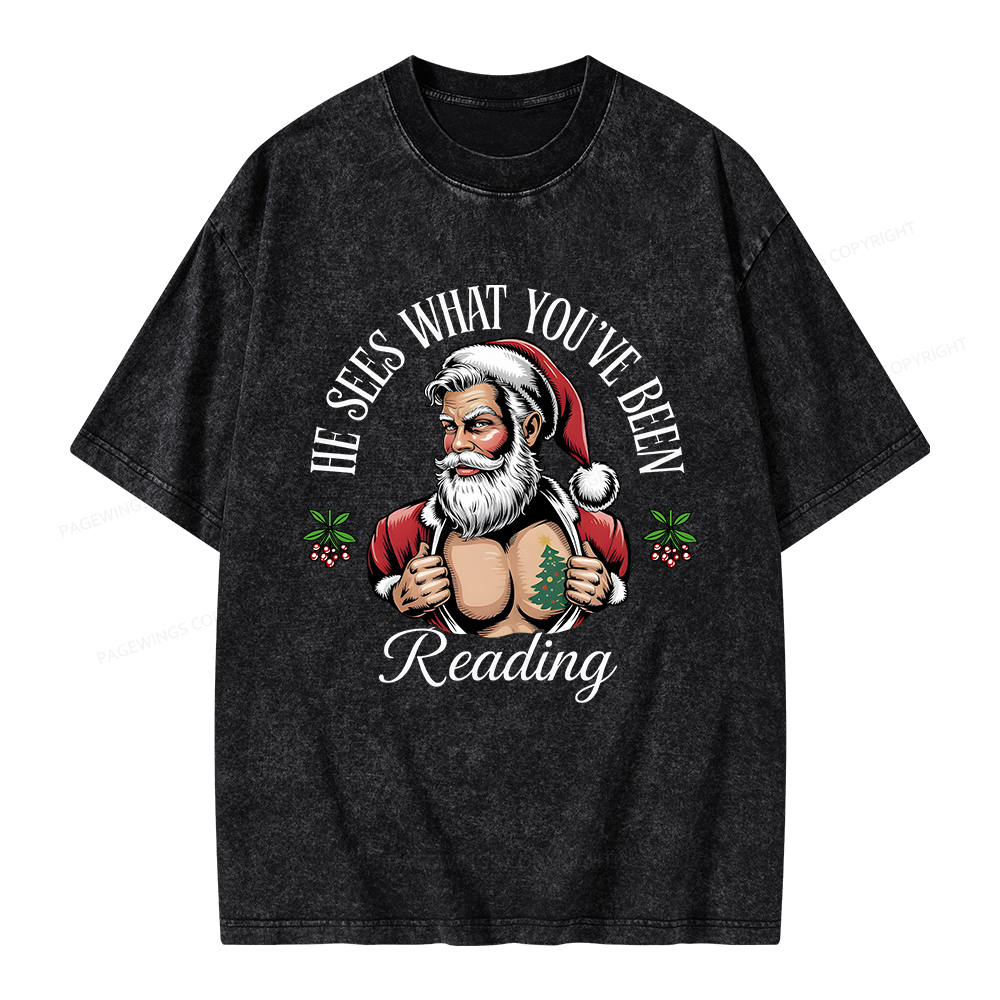 Pagewings He Sees What You've Been Reading Unisex Washed T-shirt