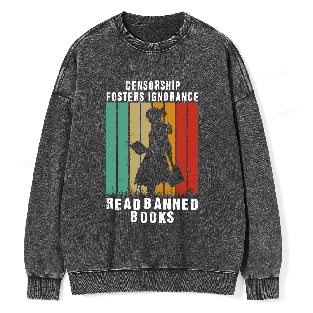 Pagewings Banned Books Vintage T-Shirt Unisex Washed Sweatshirt