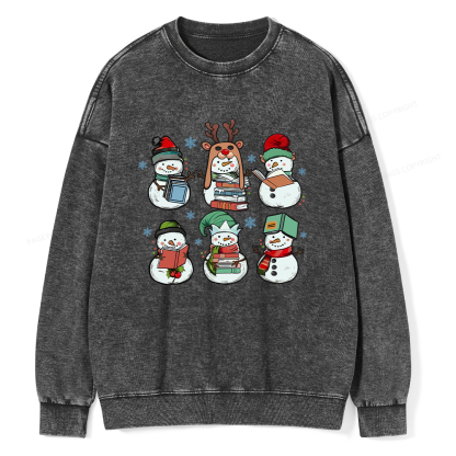 Pagewings Bookish Christmas Unisex Washed Sweatshirt