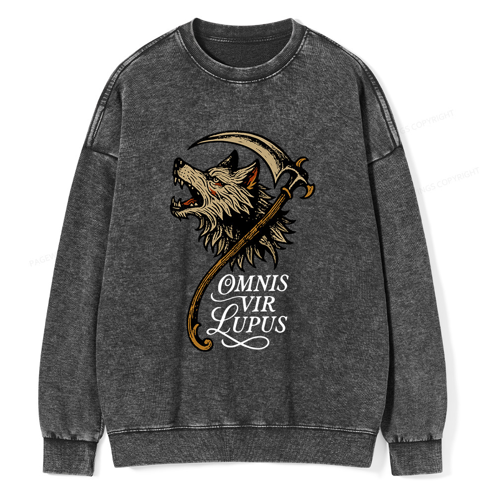Pagewings Omnis Vir Lupus Unisex Washed Sweatshirt